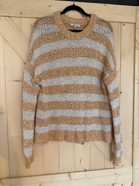 Madewell soft yellow/gold and Cream Open-Knit Crewneck Sweater